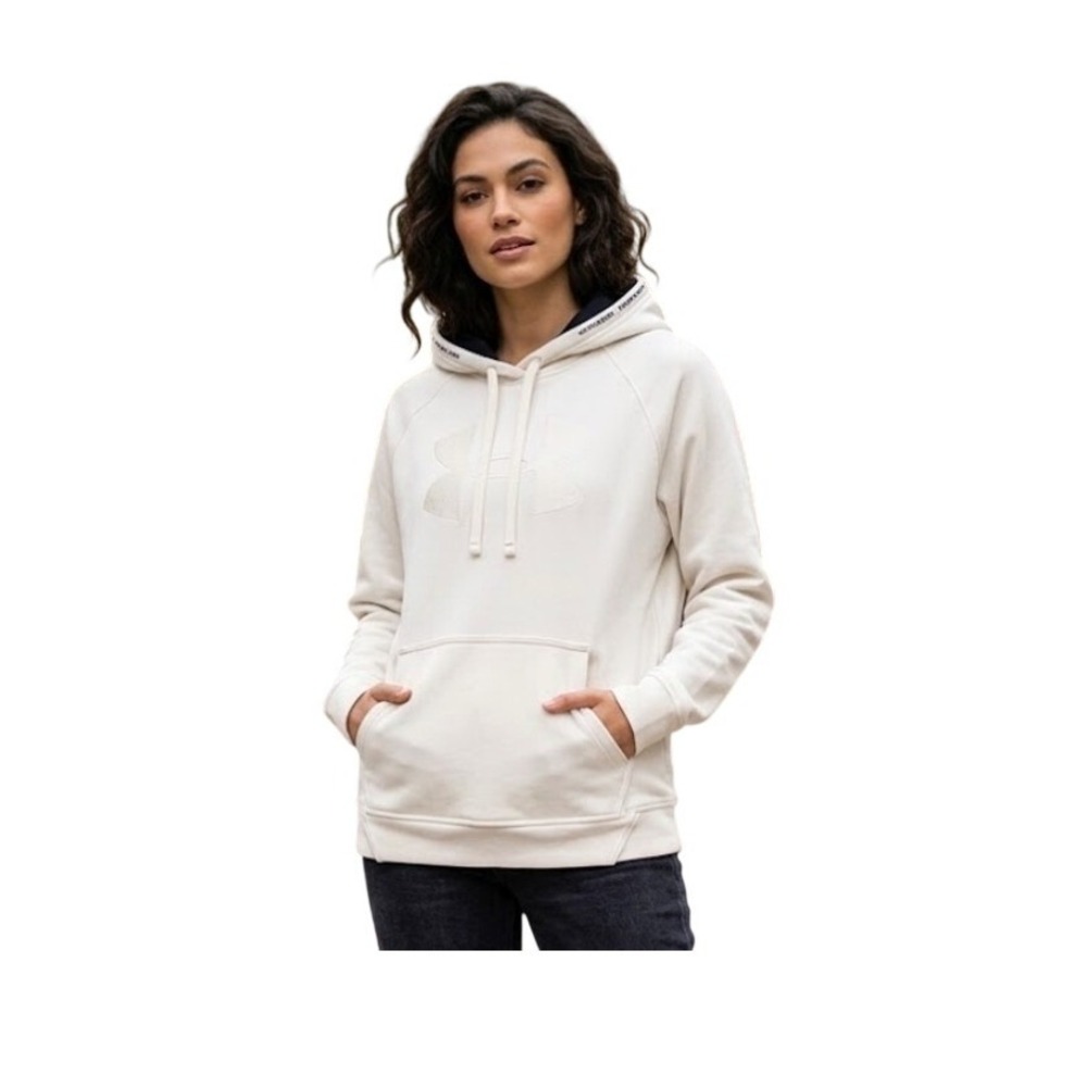 Under Armour Original Performance Fleece Logo Hoodie‎ Sweatshirt White Black S